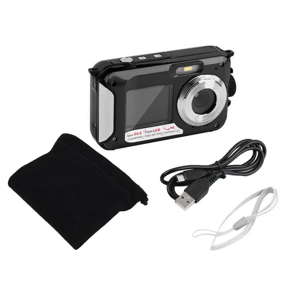 2 7 дюймов TFT цифровая водостойкая камера 24MP/48MP MAX 1080P двойной экран 16x цифровой зум
