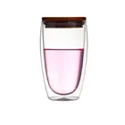 Практичный дизайн двухслойная настенная прозрачная стеклянная чайная чашка + бамбуковая крышка набор стеклянный Кофе Чай Молоко изоляция кружка бутылка