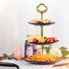 Портативный трехуровневый тарелка для фруктов, пирожных контейнер для хранения конфет, десертов, стойка, держатель Домашняя вечеринка, праздник, принадлежности для торта