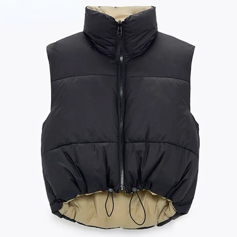 

Осенне-зимнее женское модное двухмерное пальто, винтажная черная теплая хлопковая Верхняя одежда без рукавов, женские повседневные коротк...