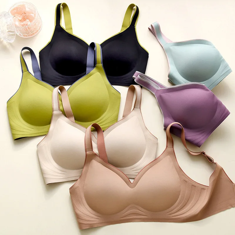 3pcs New Color Latex Underwear Gradient Jelly Strap Anti-skipping Bra No Steel Ring Beauty Back For Women 6 Colors Available