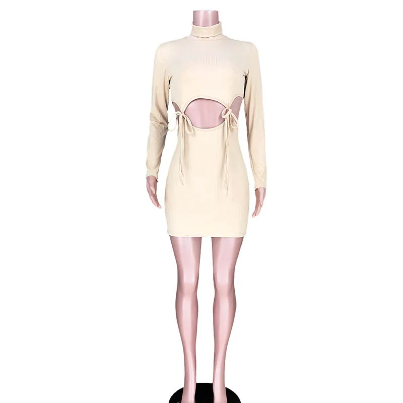 Женский Повседневный бандажный высокий шейный вырез комплект из двух предметов