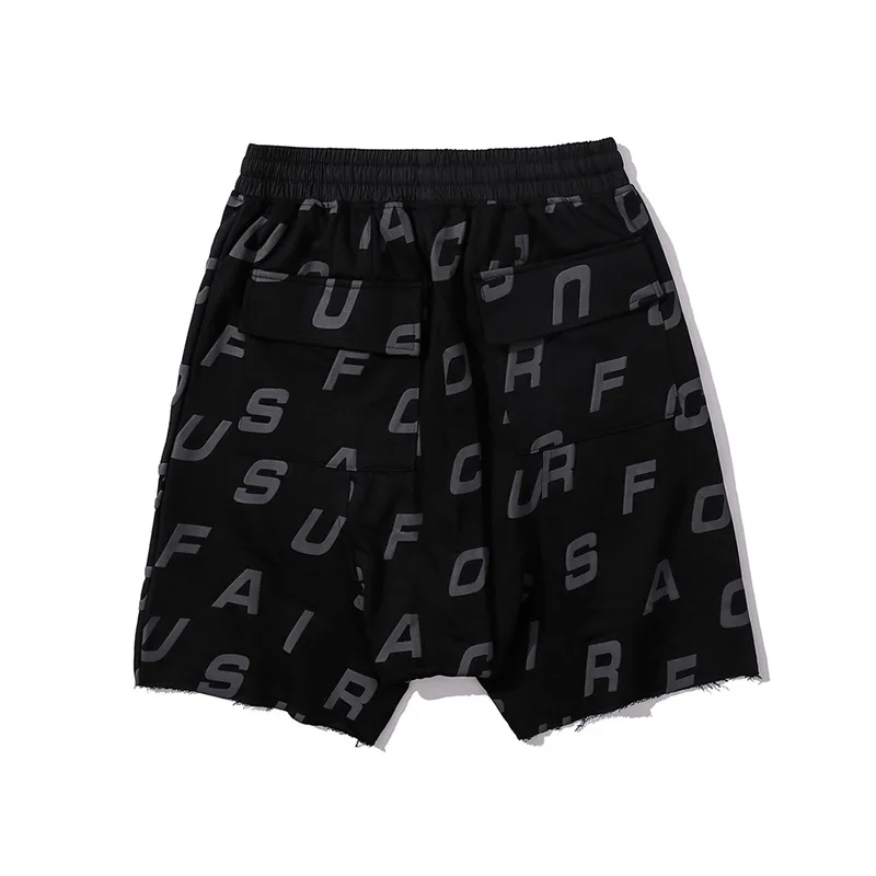 

KIOVNO Men Hip Hop Letter Printed Summer Shorts Elastic Wasit Streetwear Cotton Short Pants For Male Sweatpants