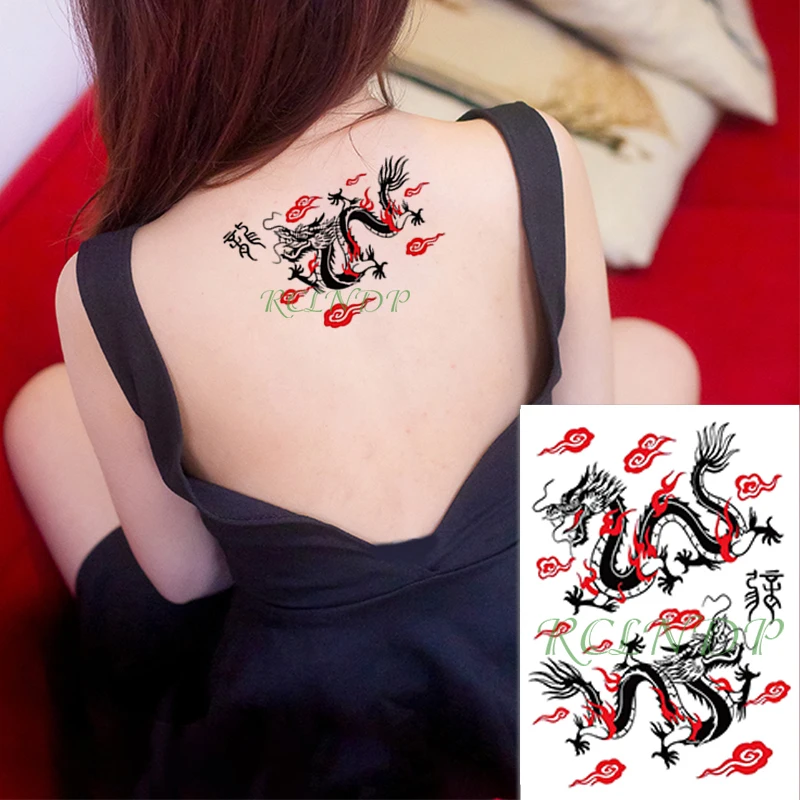 

Waterproof Temporary Tattoo Sticker Chinese letter dragon auspicious pattern fake tatto flash arm tatoo body art for women men