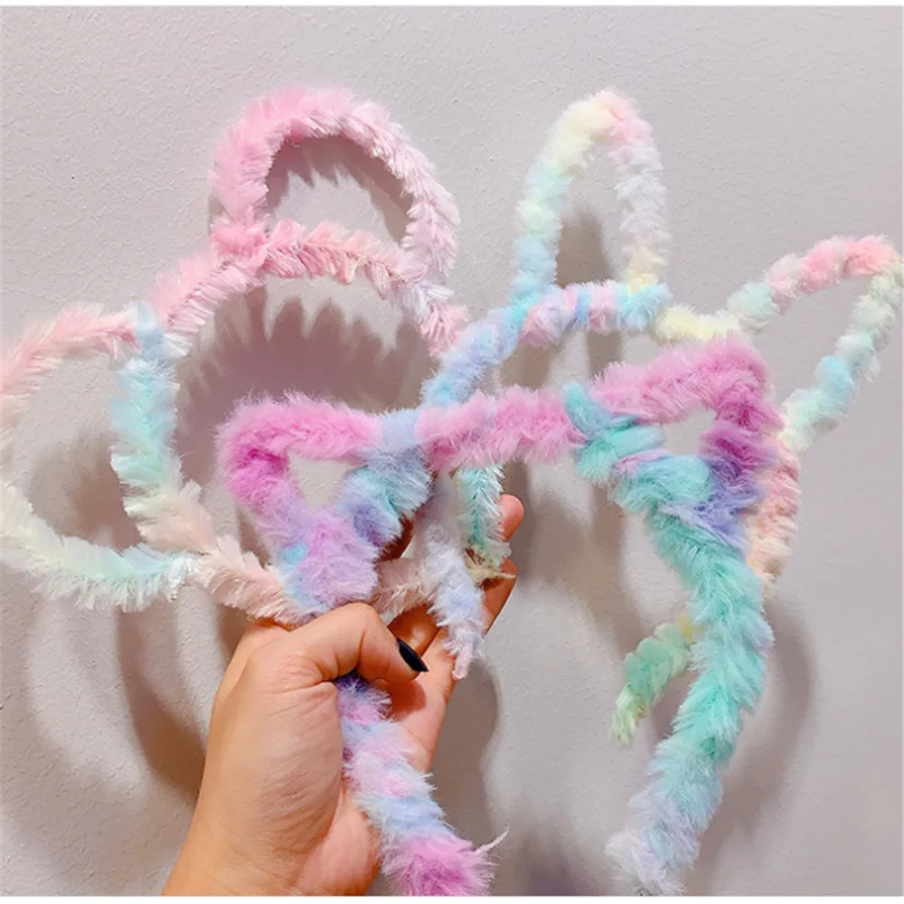1 шт. визуализации Цвет Кролик плюшевая повязка для волос с украшением в виде