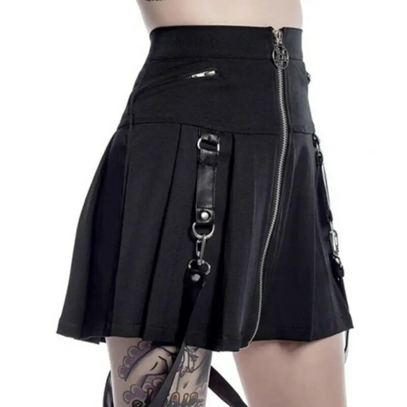 Мини-юбка трапециевидная плиссированная в стиле панк-рок/готика/Лолита | Женская