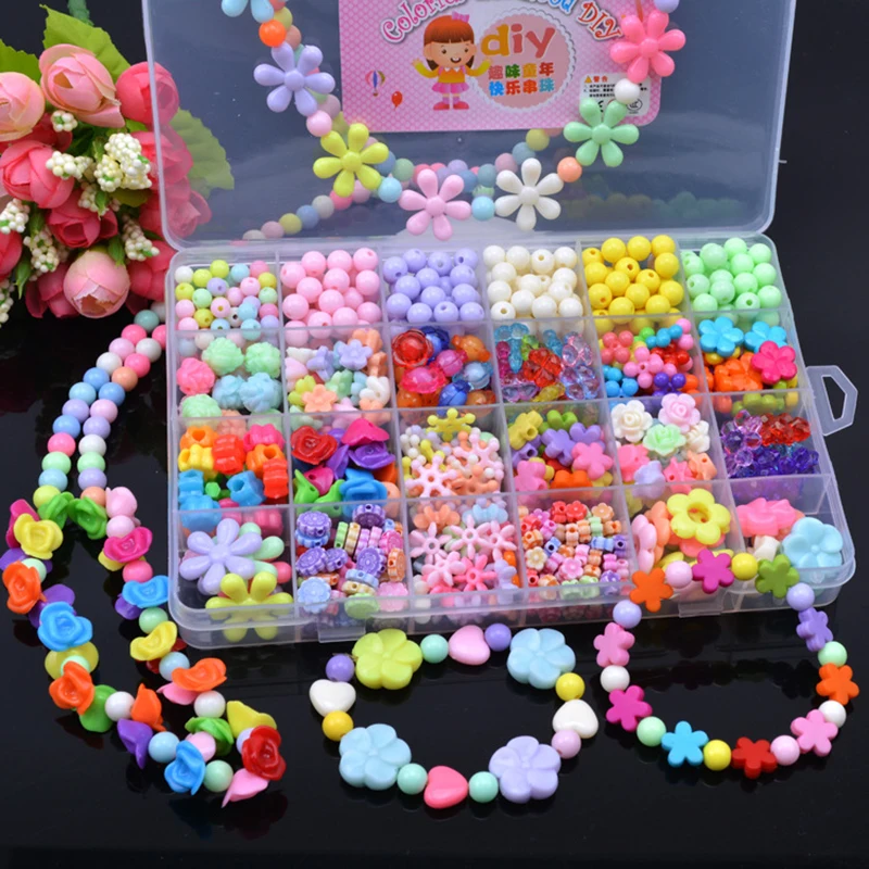 kit for make bracelets beads toys for children diy 24 grid handmade making puzzles beads for girls kit girls toys for 3 5 7 9 11 free global shipping