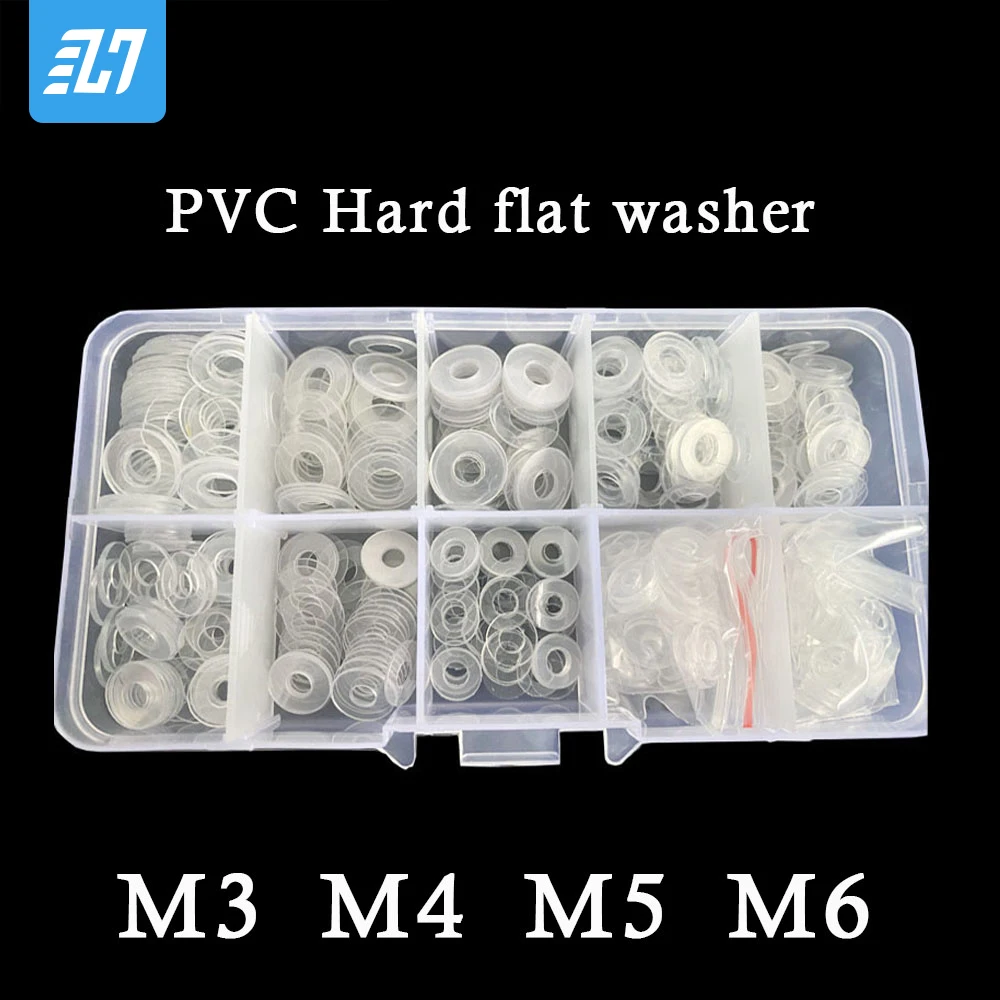 

M3 M4 M5 M6 White PVC Hard Washers Plastic Gasket Transparent Insulation Flat Paded For Screws Assortment Kit
