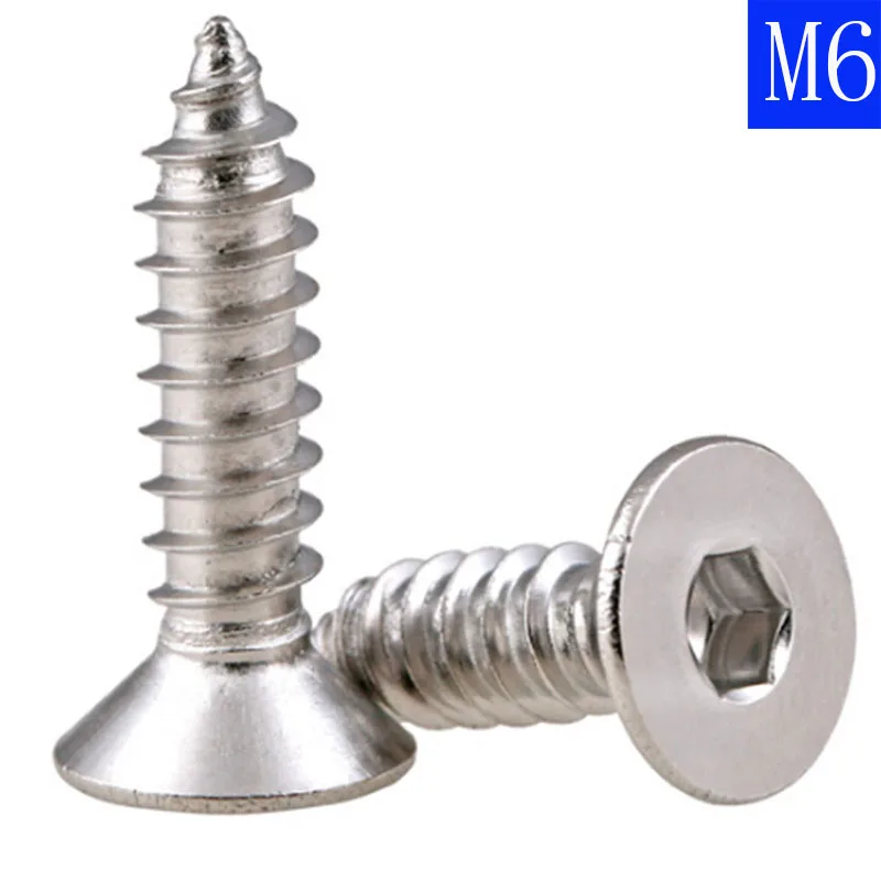 

M6 6 мм винты с шестигранной головкой болты с плоской головкой шестигранные потайные саморезы