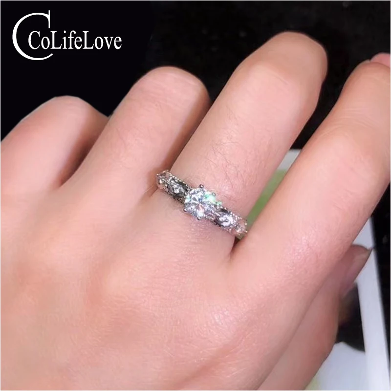 Кольцо CoLife из серебра 925 пробы для вечеринок 0.5ct настоящее VVS Moissanite кольцо