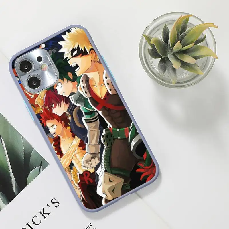 

Katsuki Bakugo My Hero Academia Phone Case For iPhone 12 11 Mini Pro XR XS Max 7 8 Plus X Matte transparent Gray Back Cover