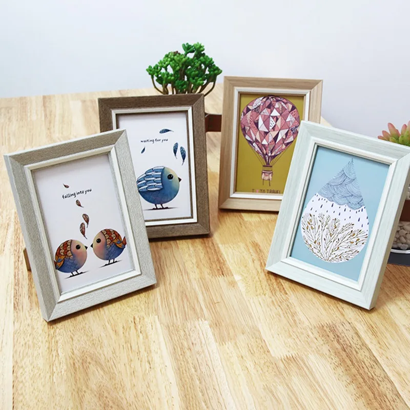 

Wooden Frame White Color Photo Frames Classic Minimalist Desktop Wall Art Picture Frames For Corridor Stairs Home Decoration