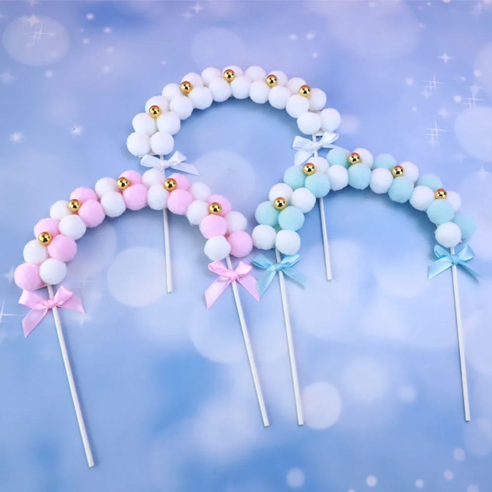 1 шт. розовый синий мягкий помпон облако торт Топпер для вечеринки на день