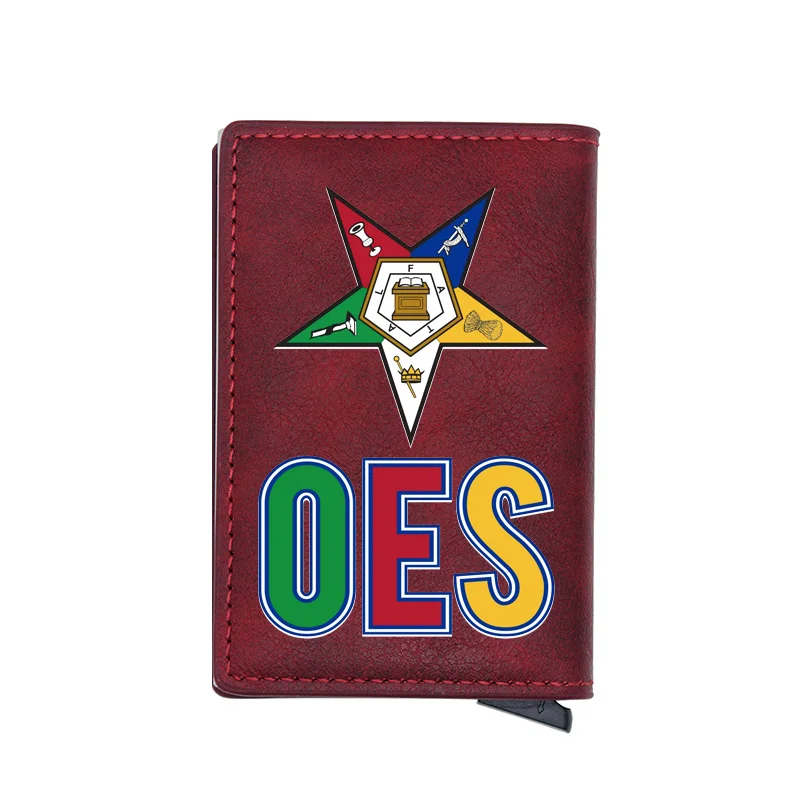 

Classic OES Order of the Eastern Star Digital Printing Card Holder Wallet Men Women Leather Credit Card Holder Short Purse Gift