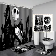 Waterproof Polyester Shower Curtain With Hooks Partition Bathroom Decoration Toilet Four-piece Non-slip Toilet Floor Mat Doormat Waterproof Polyester Shower Curtain With Hooks Partition Bathroom Decoration Toilet Four-piece Non-slip Toilet Floor Mat Doormat