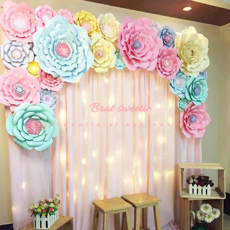 30 см DIY Искусственные бумажные цветы Свадебные украшения фон с днем рождения DIY события поставки Настенный декор