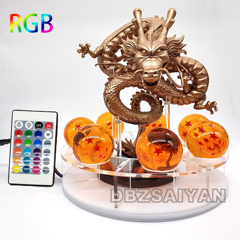 rgb lamp yellowball3 15 см Dragon Ball Shenron figulas прикроватная лампа Dragon Ball Z рисунок ночной Светильник Shenlong+ 7 шт 3,5 см шарики+ акриловая полка DBZ - Цвет: rgb lamp yellowball3
