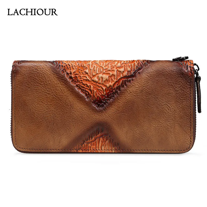 Lachiour винтажный большой кошелек из натуральной кожи мужской для монет клатч зажим