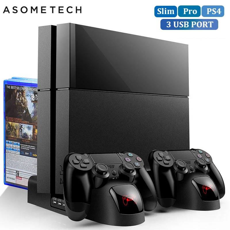 Охлаждающая подставка для PS4/PS4 Slim/PS4 PRO с 12 играми двойной контроллер зарядная док