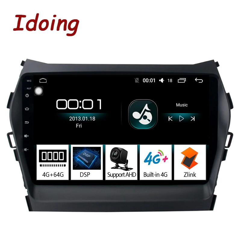 Автомобильный мультимедийный плеер Idoing 9 дюймов Android 8 1 радио видео 4 Гб + 64 ГБ