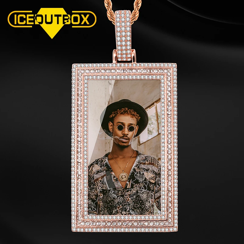 Цепочка с кулоном унисекс прямоугольная цепочка из фианита в стиле хип-хоп