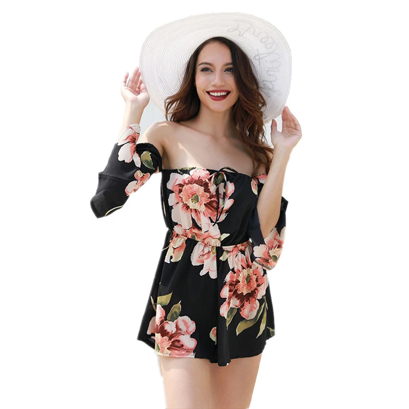 Женские повседневные Комбинезоны Boho Vogue Цветочные с открытыми плечами и