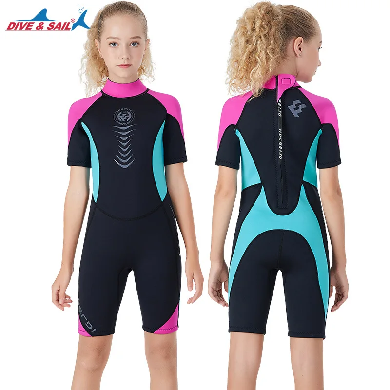 Эластичный цельный 2 5 мм неопреновый водолазный костюм для подростков с коротким