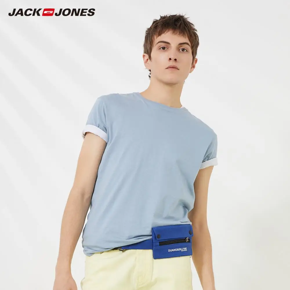 ASHLEY BLUE JackJones, Мужская хлопковая футболка, одноцветная, Ice Cool Touch, ткань, мужская, топ, модная футболка,, фирменная новинка, Мужская одежда, 220101546 - Цвет: ASHLEY BLUE