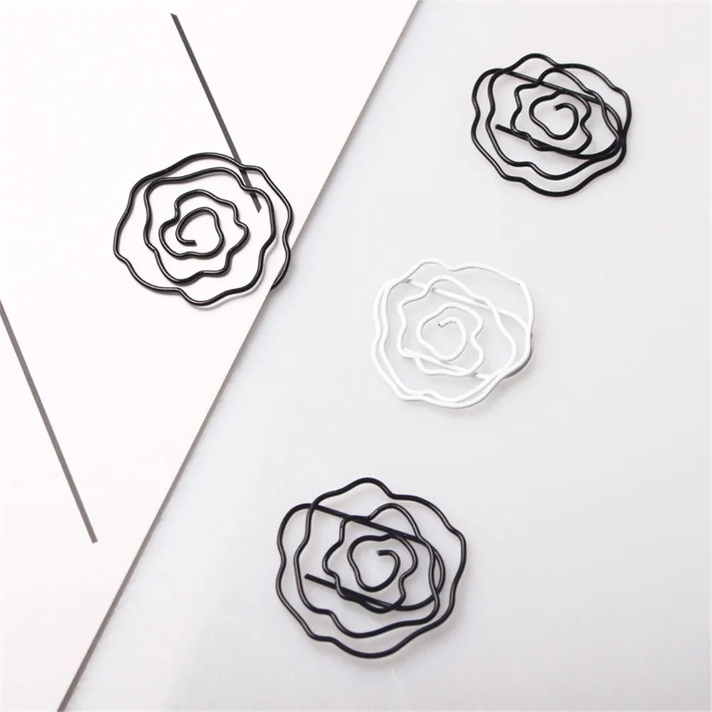 

12pcs/box Rose Flower Shape Paper Clips Bookmarks Photo Memo Ticket Letter Memo Clip School Office Supplies Stationery