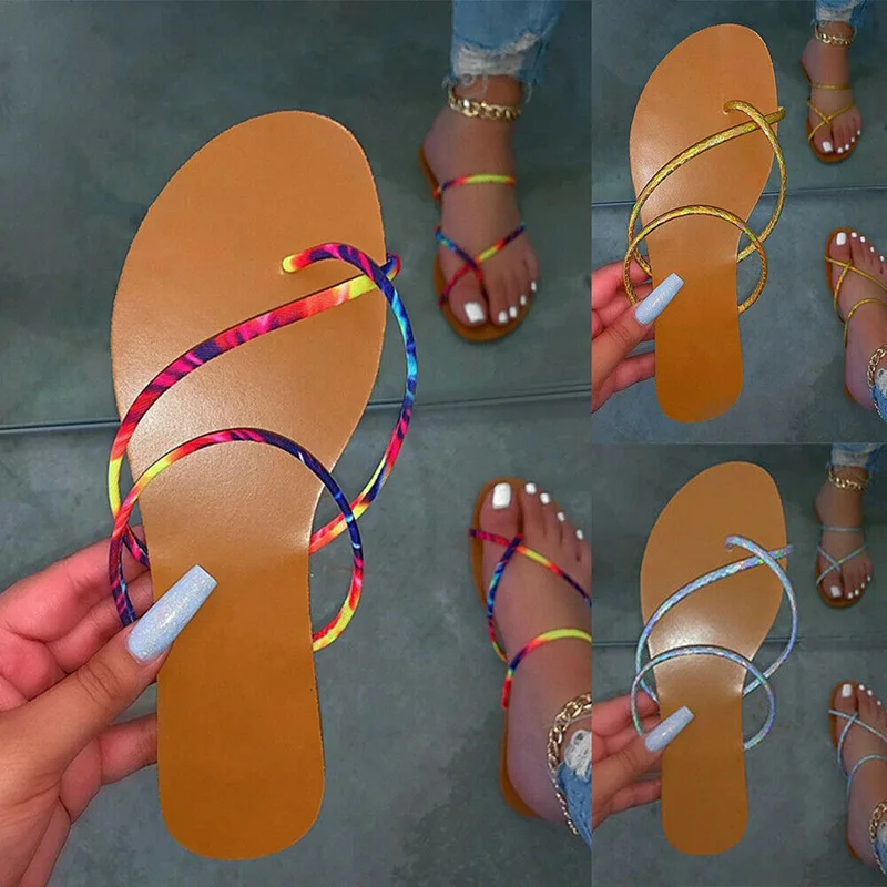 

Hot Sale Women Summer Beach Sandals Casual Flat Toe Slippers Slip-on Flip Flop Shoes 2020 Lady Open Toe Shoes Top Quality TC21