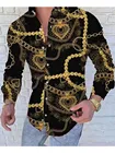 Мужская Повседневная рубашка, с отложным воротником, с винтажным принтом, на пуговицах, с длинным рукавом, осенняя, 2021