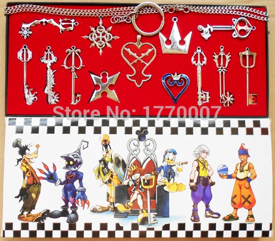Новинка 13 шт./компл. Kingdom Hearts II KEY ожерелье Лезвие кулон + брелок набор оружия|pendant