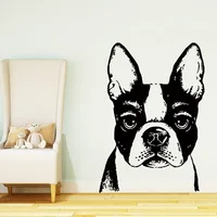 Fawn Boston Terrier Decal Dog Wall Decals Veterinary Vinyl Stickers Pets Shop Decal Grooming Salon Decor Home Decoration H2321