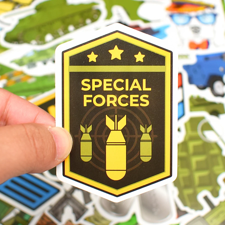 Pegatina de Graffiti militar para ni&ntilde;os, pegatinas y calcoman&iacute;as de vinilo de soldado, bricolaje, para ordenador port&aacute;til, monopat&iacute;n, funda de tel&eacute;fono, Motor, 50 Uds.-3