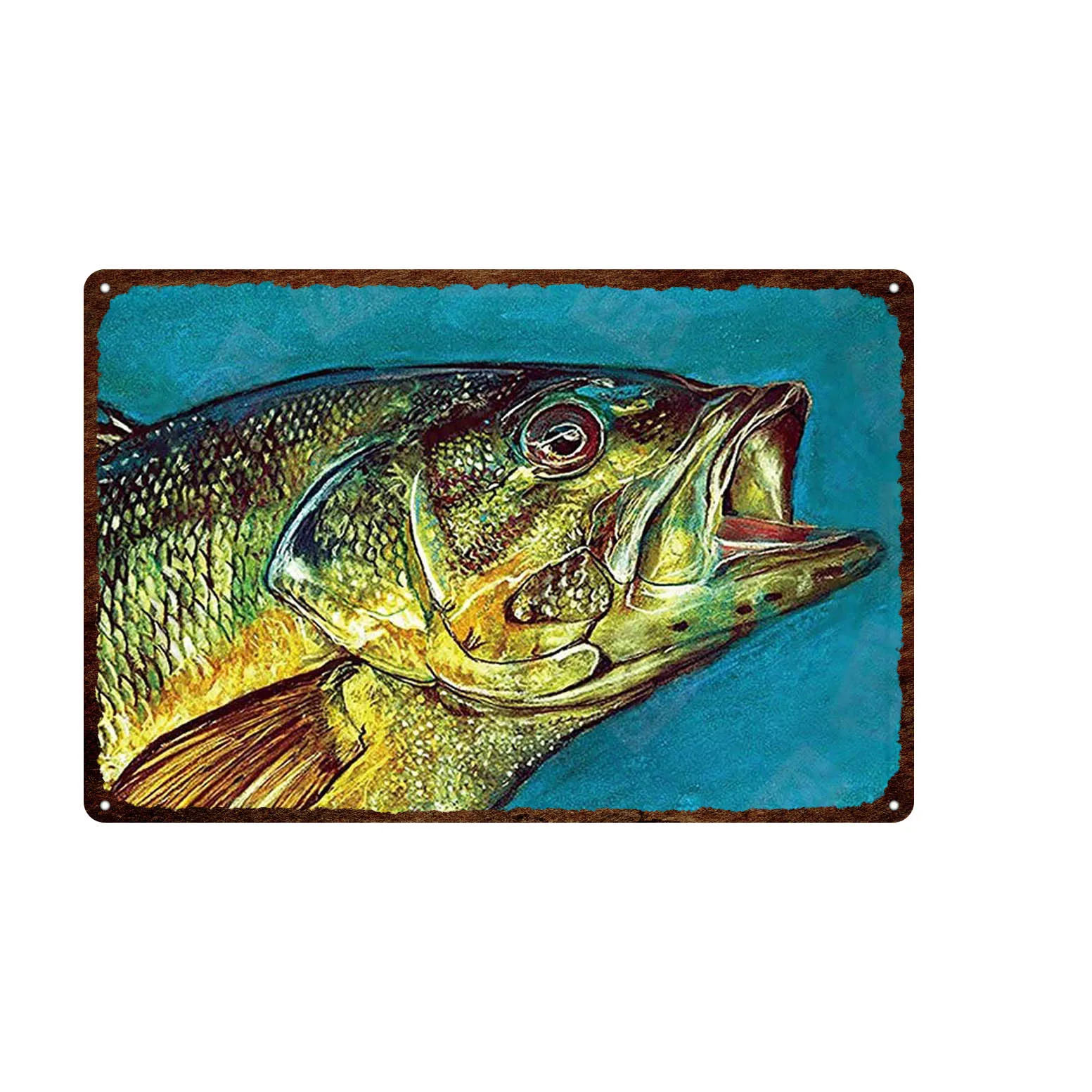 Металлический знак Go Fishing винтажные правила рыбалки жестяной в стиле ретро