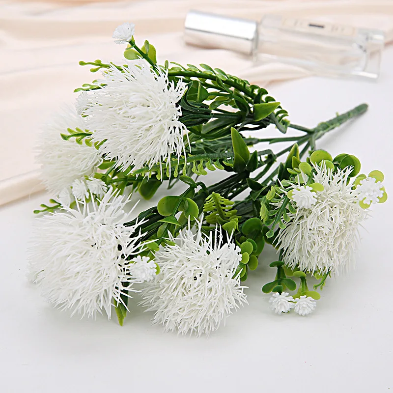 Пластиковые искусственные растения эвкалипт 7 вилок зеленая трава пластиковые