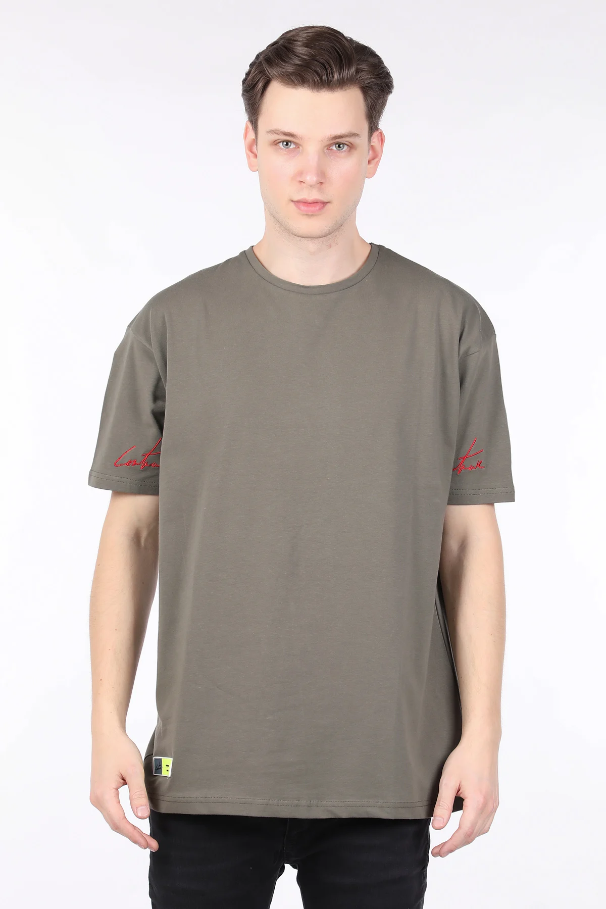 

Male Khaki Bike Collar Oversize T-shirt