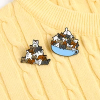 hey cat family coffee cup a of enamel pin cat brooches bag lapel pin cartoon animal kitten badge jewelry gift for kids friends