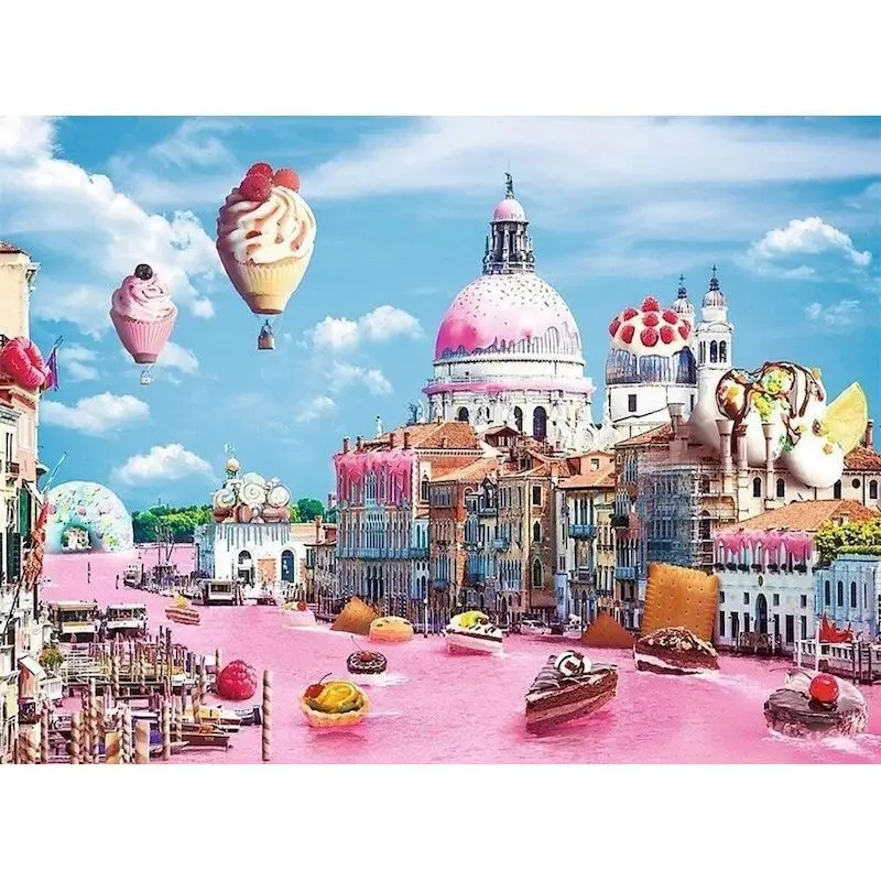 

GATYZTORY Painting By Numbers Ice Cream Castle Scenery DIY Frame Pictures Paint By Number On Canvas DIY Home Decoration 60x75cm