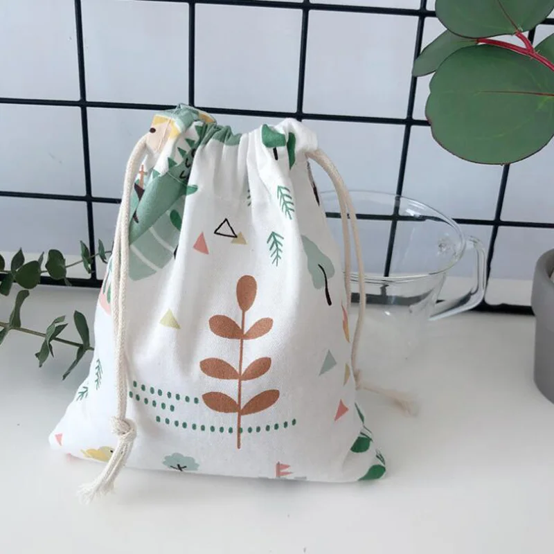 Хлопковые пакеты для покупок с двойным шнурком многоразовые льняные Подарочные