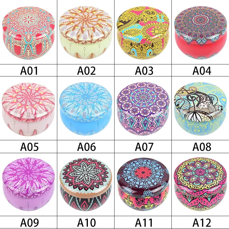

1Pc Candle Tin Jar Elegant Dry Flower Tin Box DIY Candle Making Kit Holder Storage Case Camping Party Favor Candy Packaging Jars