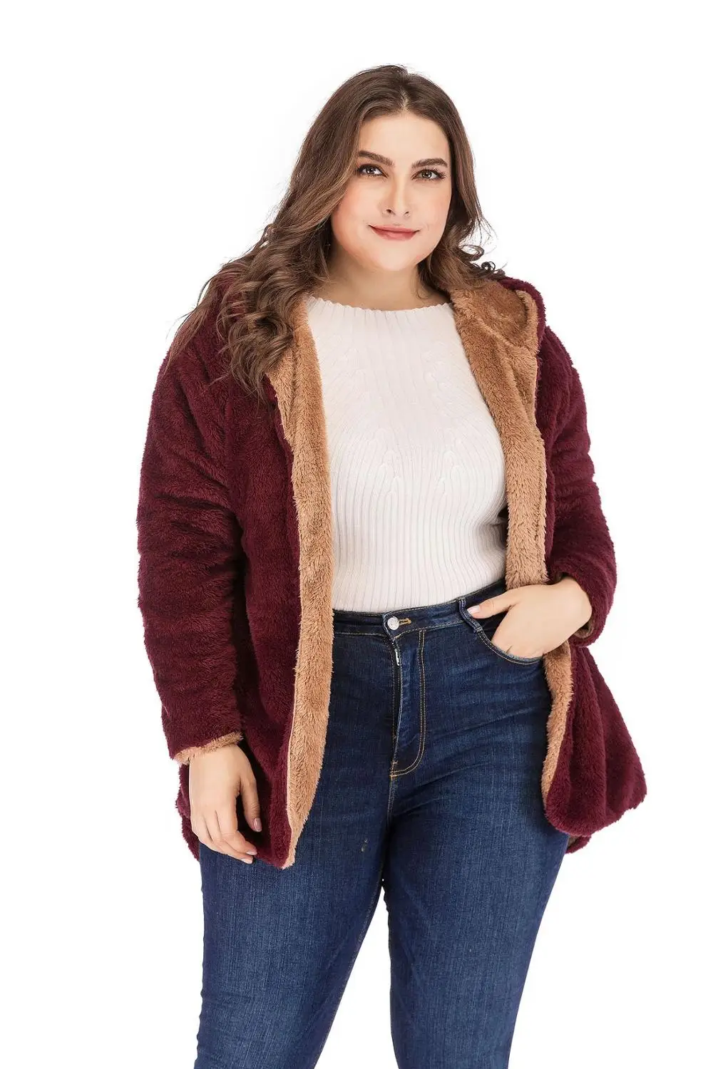 Осенне-зимняя женская флисовая куртка большие повседневные свободные шерстяные