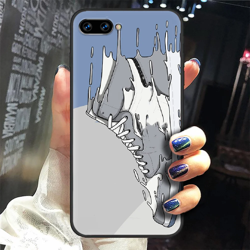 

Luxury Brand Colorful Sneakers Phone Case Cover Hull For HUAWEI honor 8 8c 8a 8x 9 9a 9x V10 MATE 10 20 I lite pro black coque