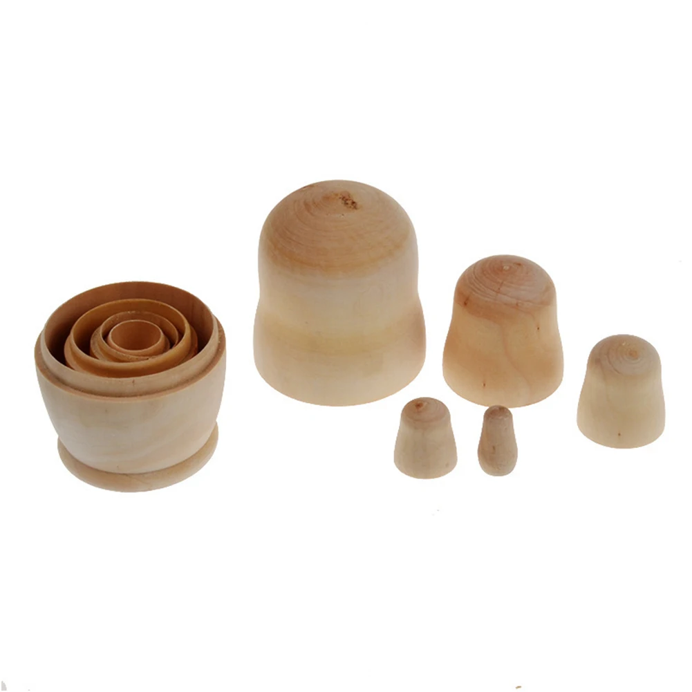 

5pcs Unpainted DIY Russian Nesting Doll Home Decor Drawing Funny Handicraft Blank Educational Desktop Wooden Embryos Children