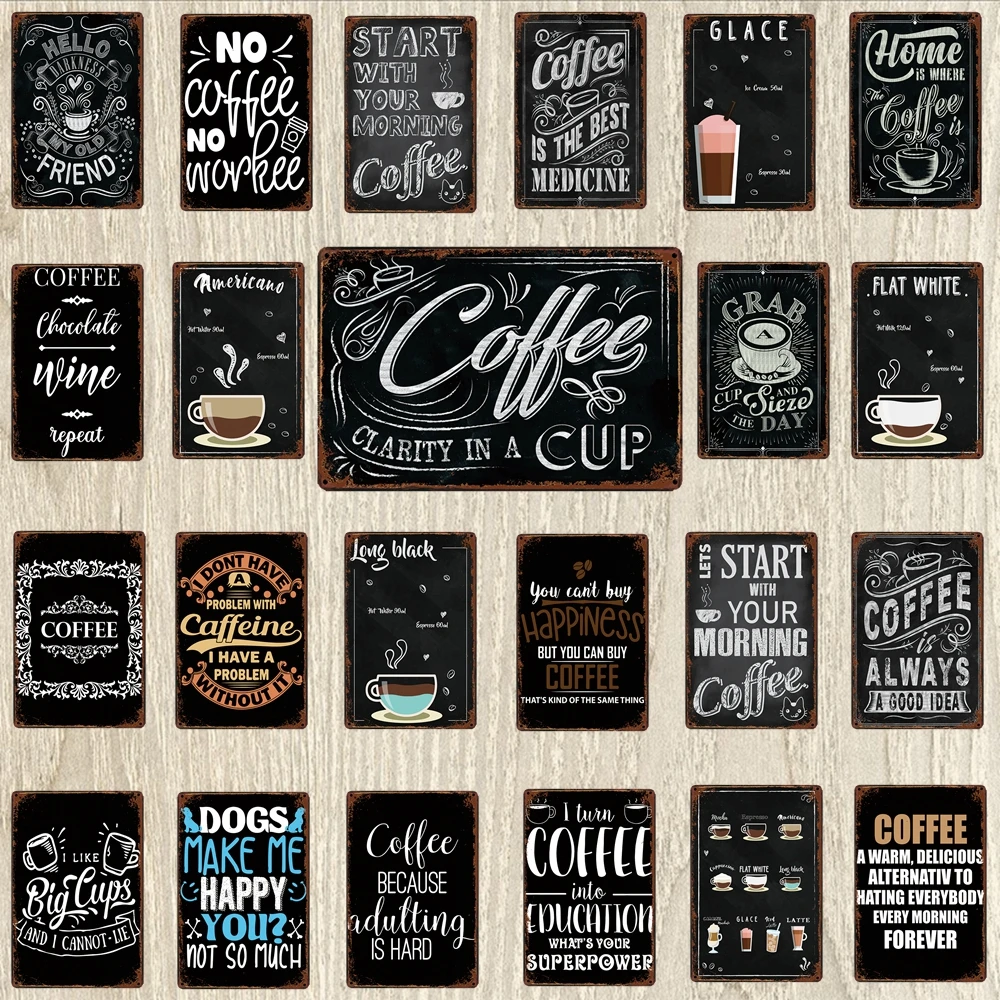 

【YZFQ】Coffee Tin sign Food Decorative Plaque Metal Vintage Wall Bar Home Art kitchen Shop Decor 30X20CM TP-448A