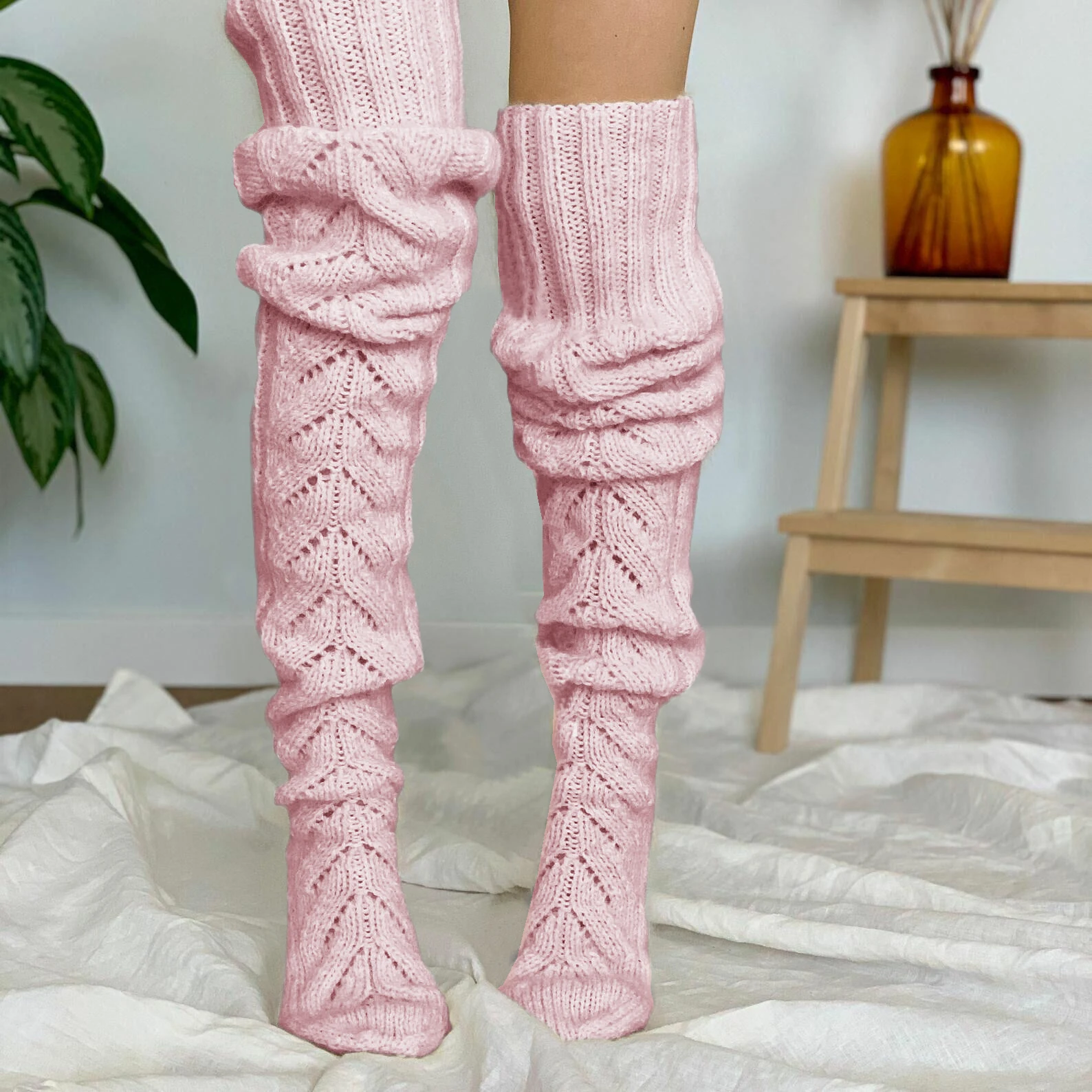 2022 Stocking Autumn Winter Sexy Warm Thigh High Nylon Over Knee Students Girls Long Stockings Knitted Tights Women Medias