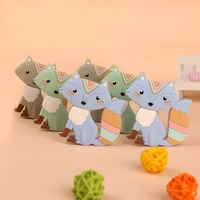 kovict 510pcs baby new cartoon animal fox food grade silicone pendant diy teething toy small tooth stick baby teether gift