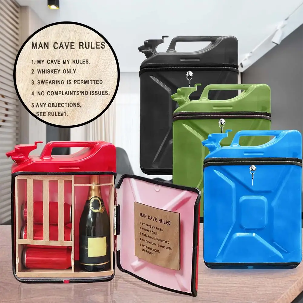 

My Cave My Rules Jerry Can Bar Mini Gasolin Barrel Wine Cabinet Display Drink Barrel Organizer Box Shelf Funny Gift For Dad Hus