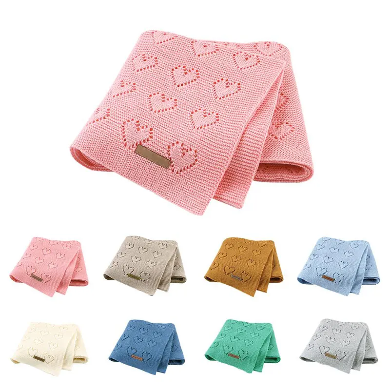 

Baby Knitted Blankets Newborn Swaddling Stroller Bedding Quilts Soft Cotton Blanket Kids Bath Towels Infant Swaddle Wrap 100*80