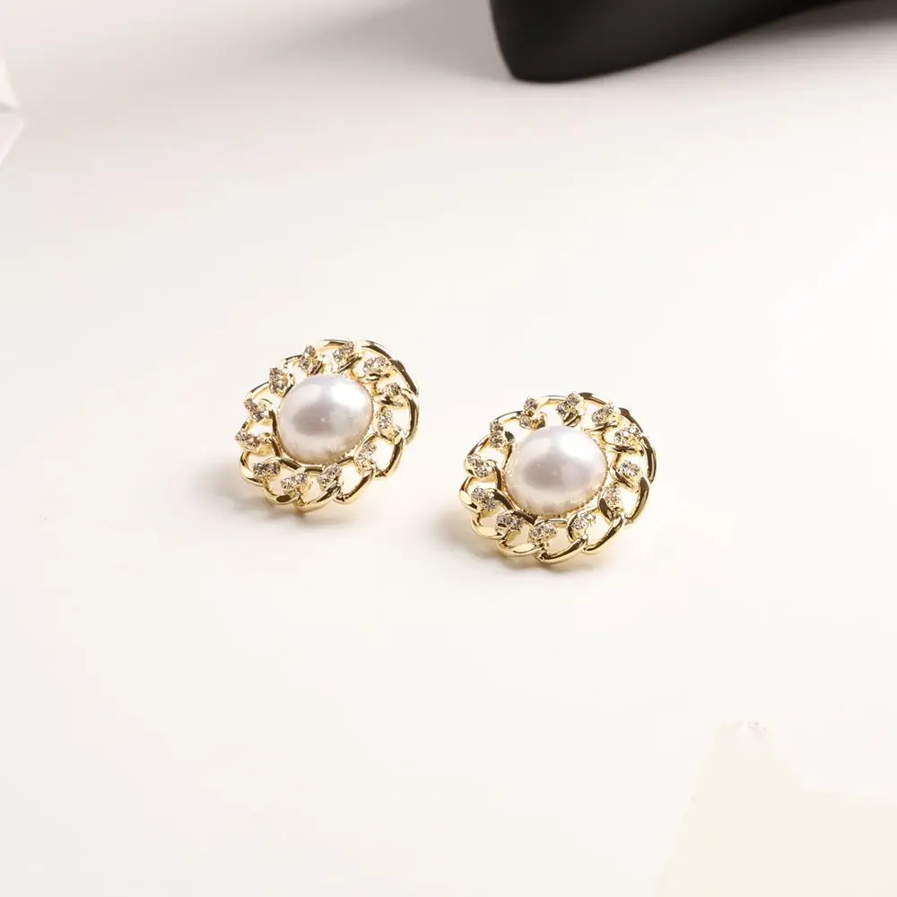 

Женские серьги-гвоздики с жемчугом, круглые серьги в стиле ретро, 2021